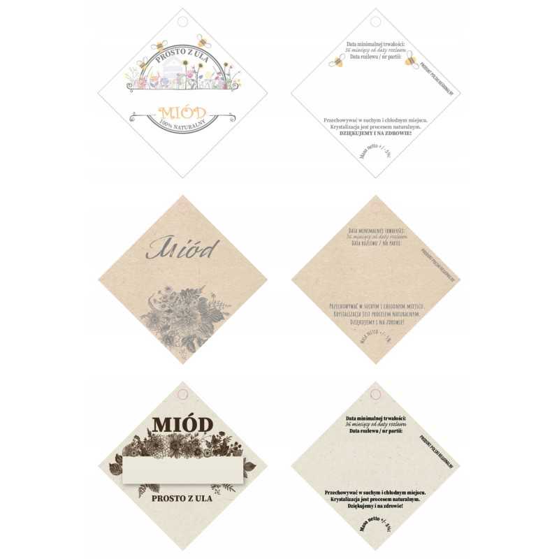 10 vienetų 53x53 dėžutės medaus etiketės