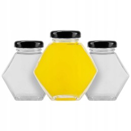 Šešiakampis dekoratyvinis indelis 100ml uogienės medaus prieskoniai