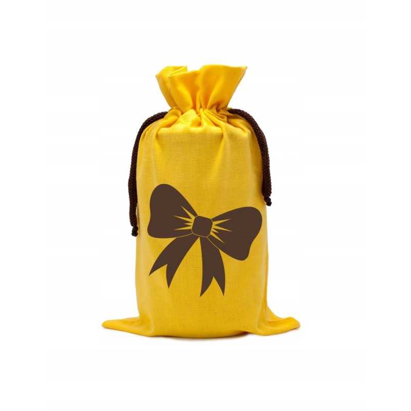 Geltonas maišelis 900ml stiklainiui, raštas su lankeliu