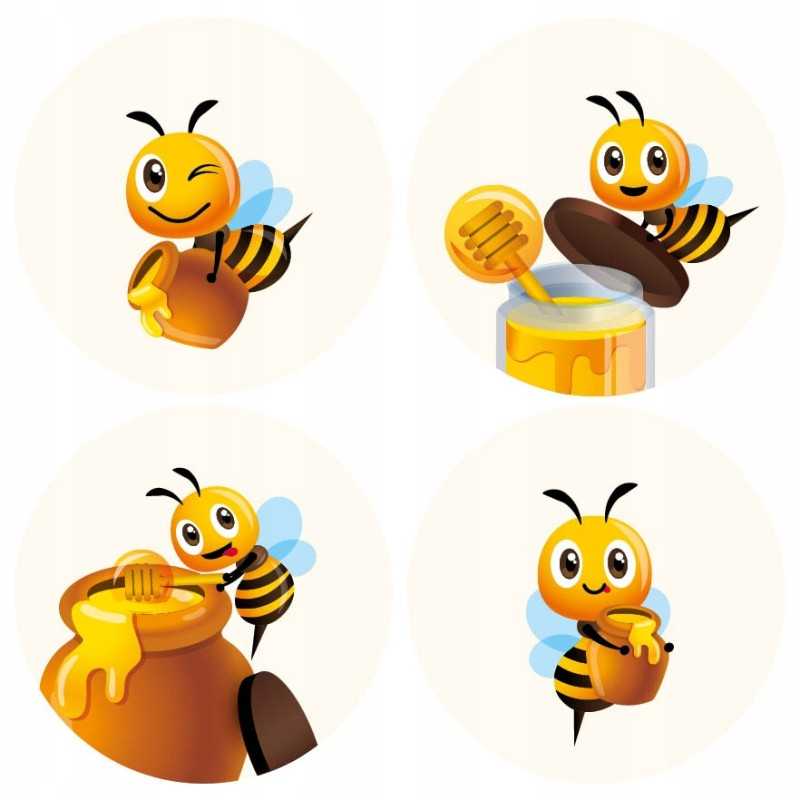 16 vienetų 5 cm lipdukai laimingos bitės etiketės laiminga bitė