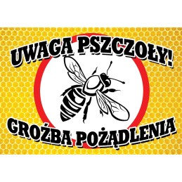 Siūlome įspėjamąjį lipduką 'Saugokis bičių, gresia įgėlimas' - labai geras produktas - saugok savo bityną!!!