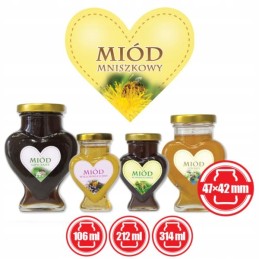 Širdelių etiketės, 50 vnt, kiaulpienių medui