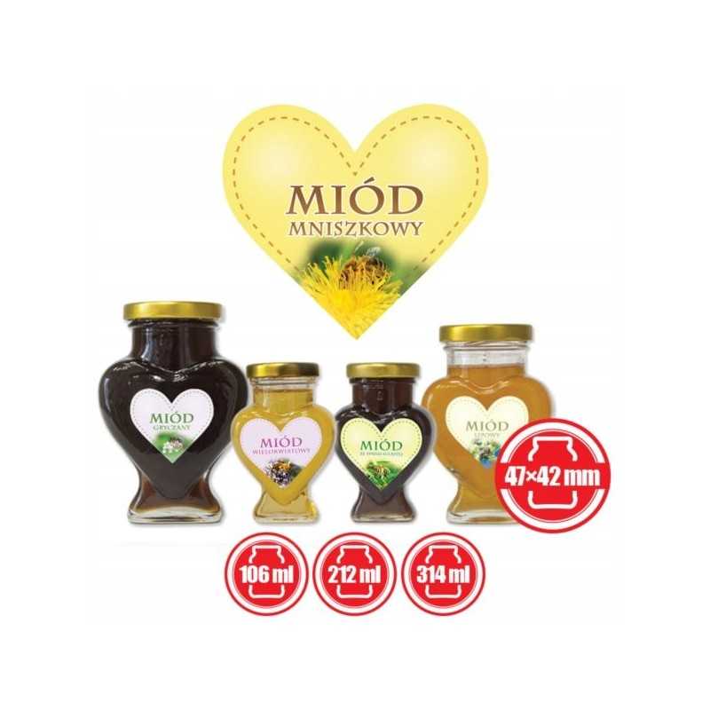 Širdelių etiketės, 50 vnt, kiaulpienių medui