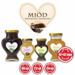 Širdelių etiketės, 50 vnt, nektaras ir lipčiaus medus