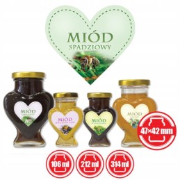 Širdelių etiketės, 50 vnt., lipčiaus medui