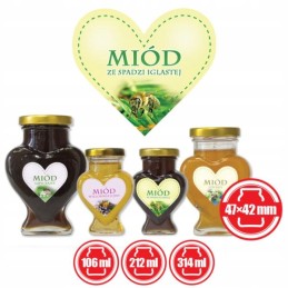 Širdelės etiketės, 50 vnt, spygliuočių lipčiaus medus