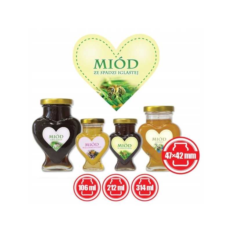 Širdelės etiketės, 50 vnt, spygliuočių lipčiaus medus