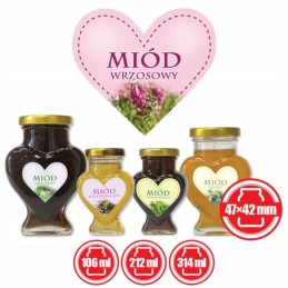 Širdelių etiketės, 50 vnt., viržių medui