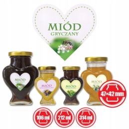 Širdelės etiketės, 50 vnt, grikių medui