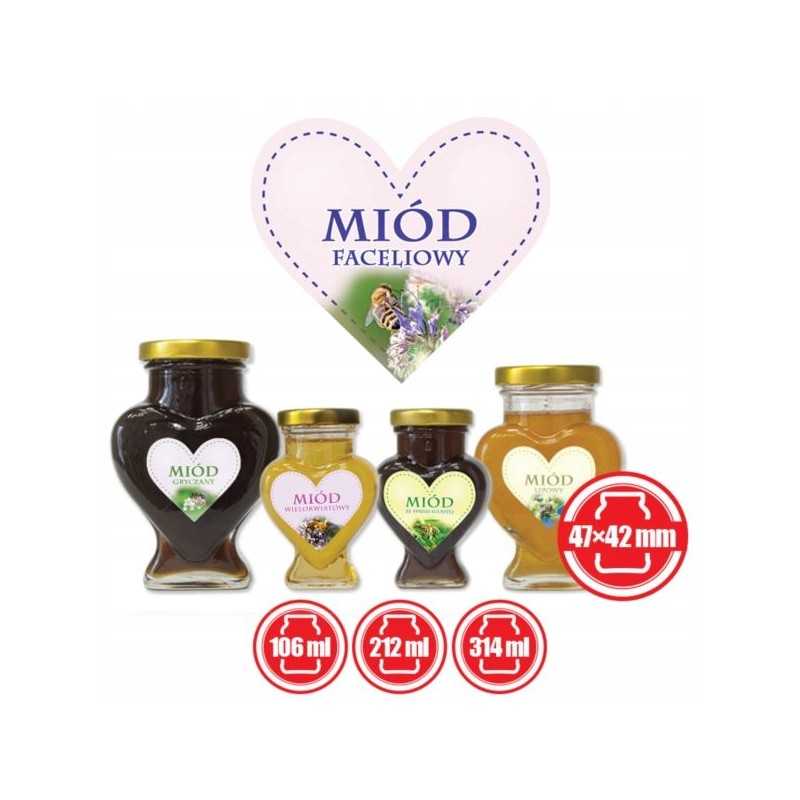 Širdelių etiketės, 50 vnt., skirtos facelijų medui