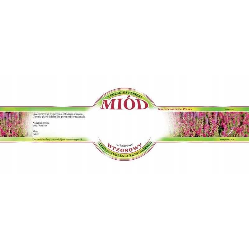 Apvalios etiketės viržių medui, 100 vnt