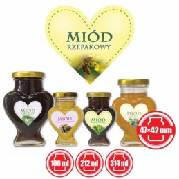 Širdelės etiketės, 50 vnt, rapsų medui