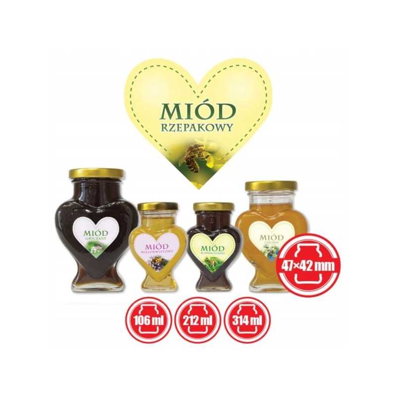 Širdelės etiketės, 50 vnt, rapsų medui