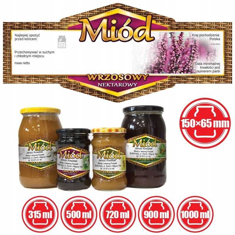 Etiketės viržių medui (100 vnt) - modelis E1312