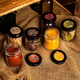 75x atspausdintos prieskonių lipdukų etiketės