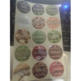 75x atspausdintos prieskonių lipdukų etiketės