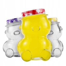 Meškiukas 150ml stiklinis indelis su dangteliu medaus