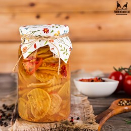 Dangteliai stiklainiams su džiuto virvele, gėlėmis, 10x