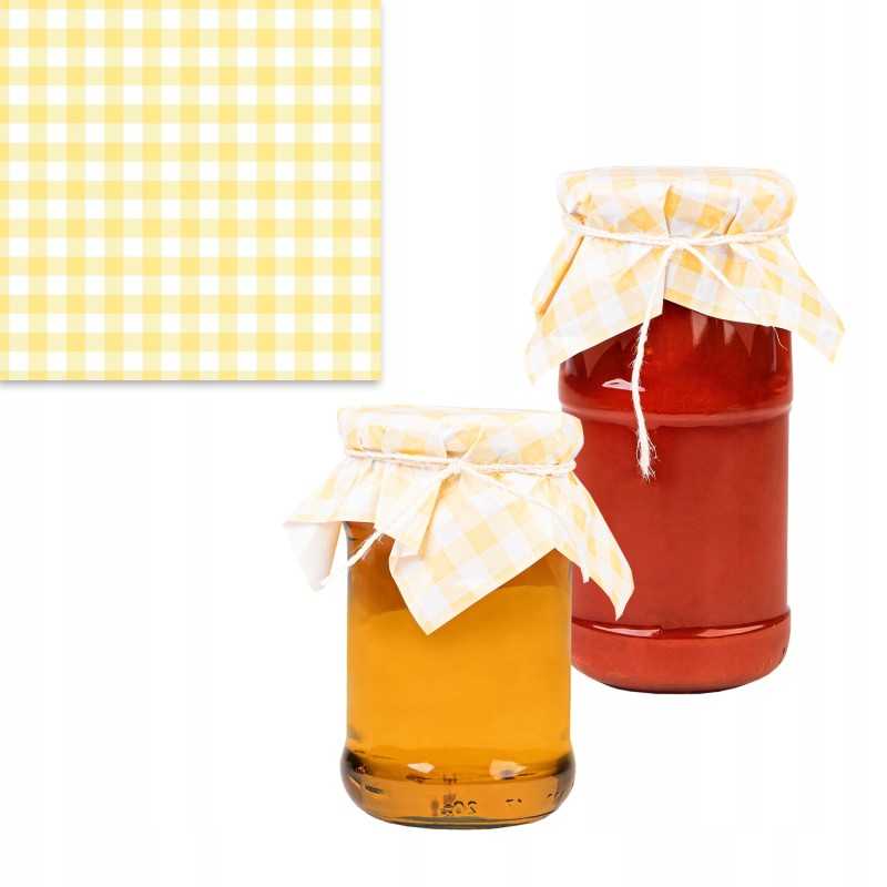 10x kamšteliai uogienių stiklainiams, geltona tinklelis