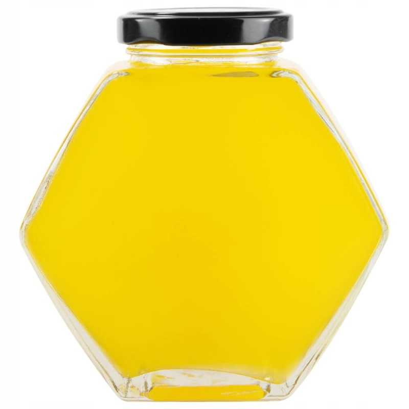 Šešiakampis dekoratyvinis indelis 380ml uogienė medaus prieskoniai