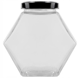 Šešiakampis dekoratyvinis indelis 380ml uogienė medaus prieskoniai