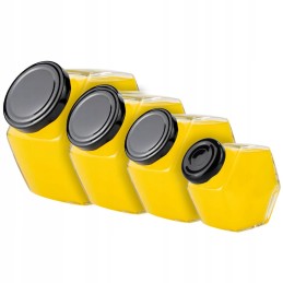 Šešiakampis dekoratyvinis indelis 380ml uogienė medaus prieskoniai