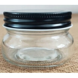 Žvakių stiklainis su juodu dangteliu - 150 ml