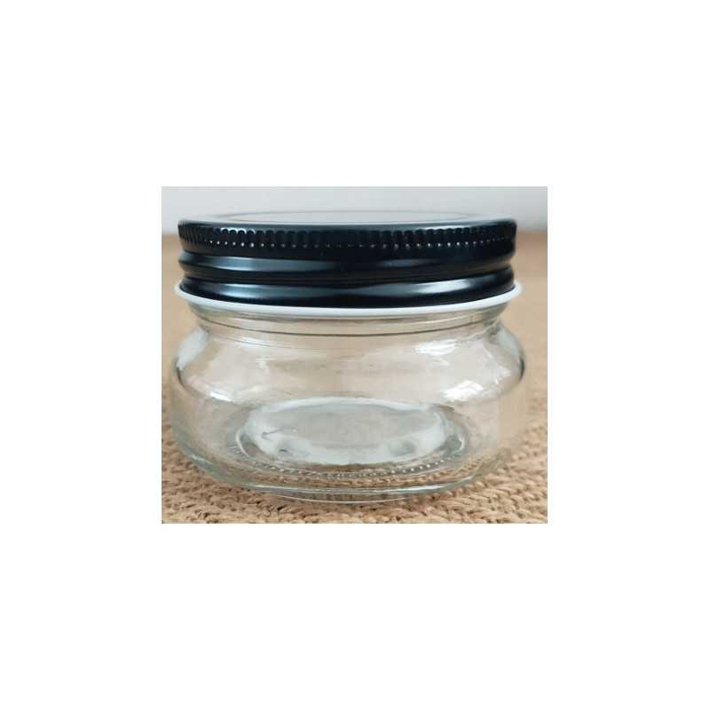 Žvakių stiklainis su juodu dangteliu - 150 ml