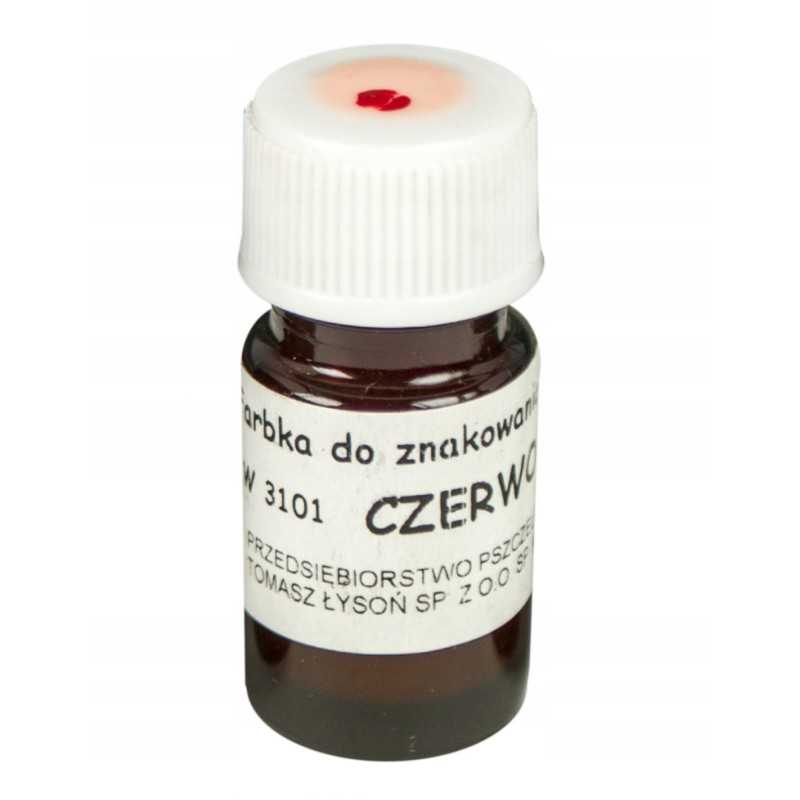 Raudoni dažai bičių motinėlėms žymėti.