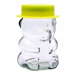 meškos stiklainis su dangteliu ir kepure