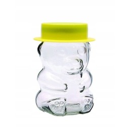 meškos stiklainis su dangteliu ir kepure