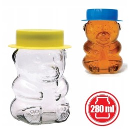 meškos stiklainis su dangteliu ir kepure