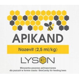 apikand - nozevit (2,5 ml/kg) pyrago maistas bitėms