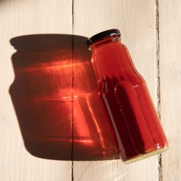 5x vaisiais dekoruotas buteliukas 300 ml + dangtelis