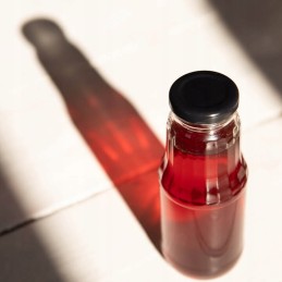 5x vaisiais dekoruotas buteliukas 300 ml + dangtelis