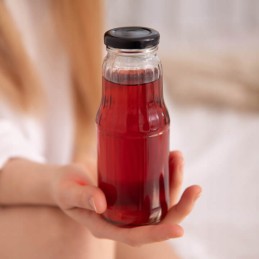 5x vaisiais dekoruotas buteliukas 300 ml + dangtelis