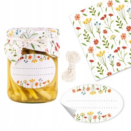 10x etiketės stiklainiams, konservams, medui, uogienėms, sultims + stiklainių kamšteliai