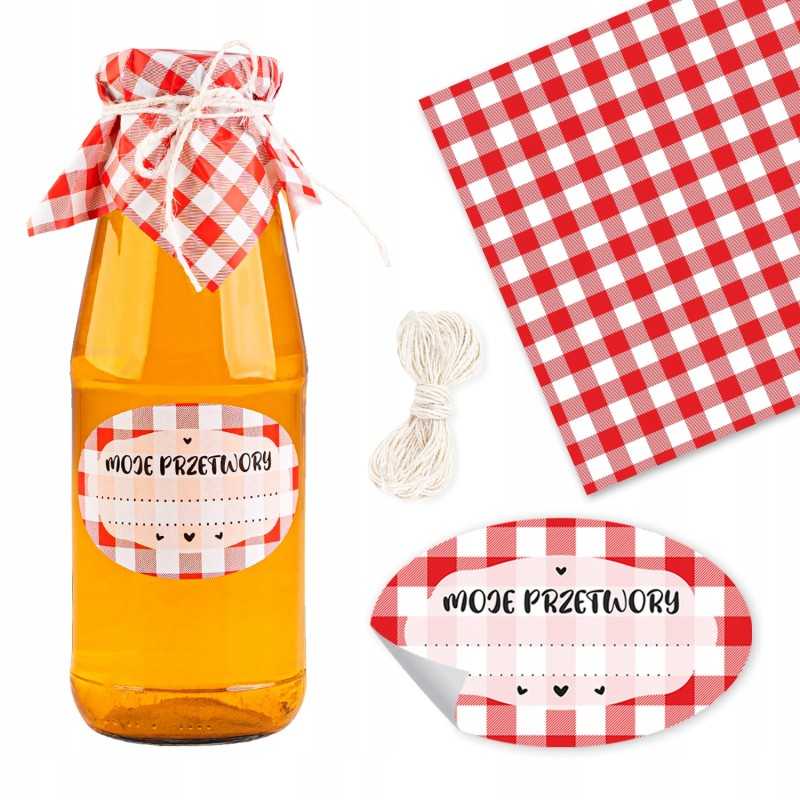 10x etiketės su dangteliais stiklainiams, buteliams, tinktūroms, sultims, konservams + virvelė