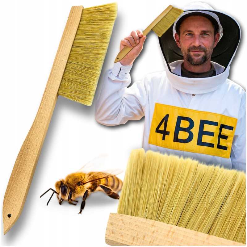 Bitininkystės šluota iš natūralių šerių, tvirta medinė rankena, šluota