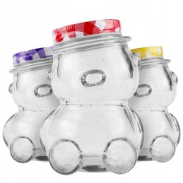 Meškiukas 300ml stiklinis indelis su dangteliu medaus