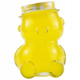 Meškiukas 300ml stiklinis indelis su dangteliu medaus