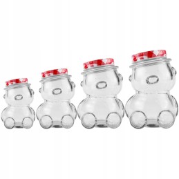 Meškiukas 300ml stiklinis indelis su dangteliu medaus