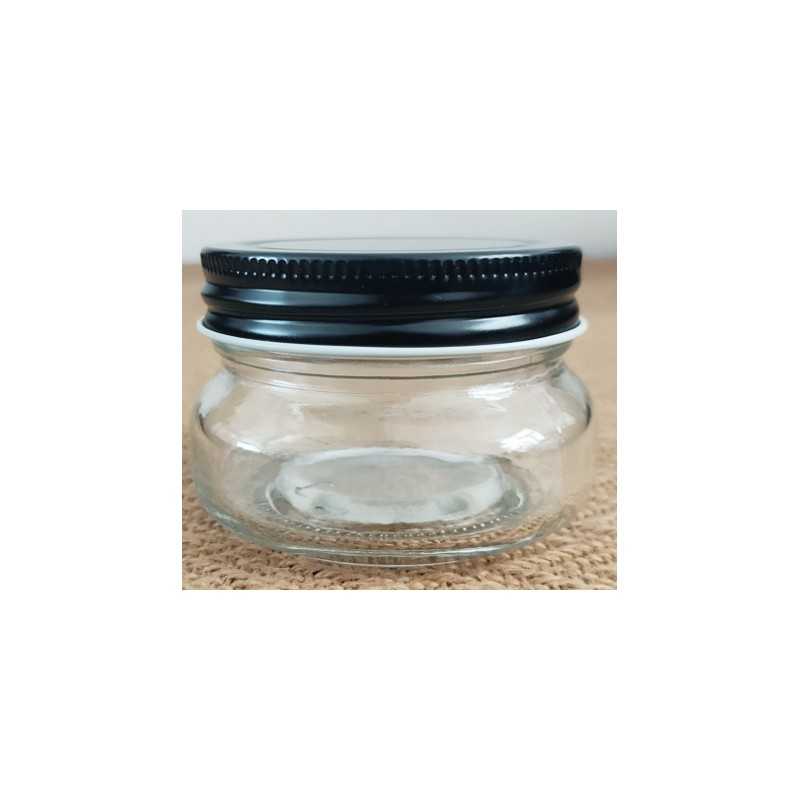 Žvakių stiklainis su juodu dangteliu - 150 ml