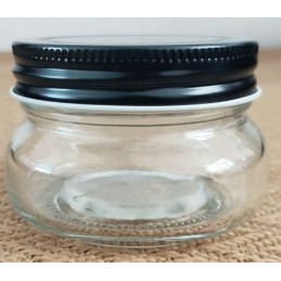 Žvakių stiklainis su juodu dangteliu - 150 ml