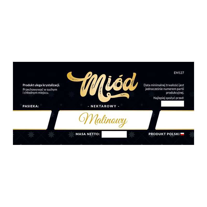 Etiketė aviečių medui em127 – maža