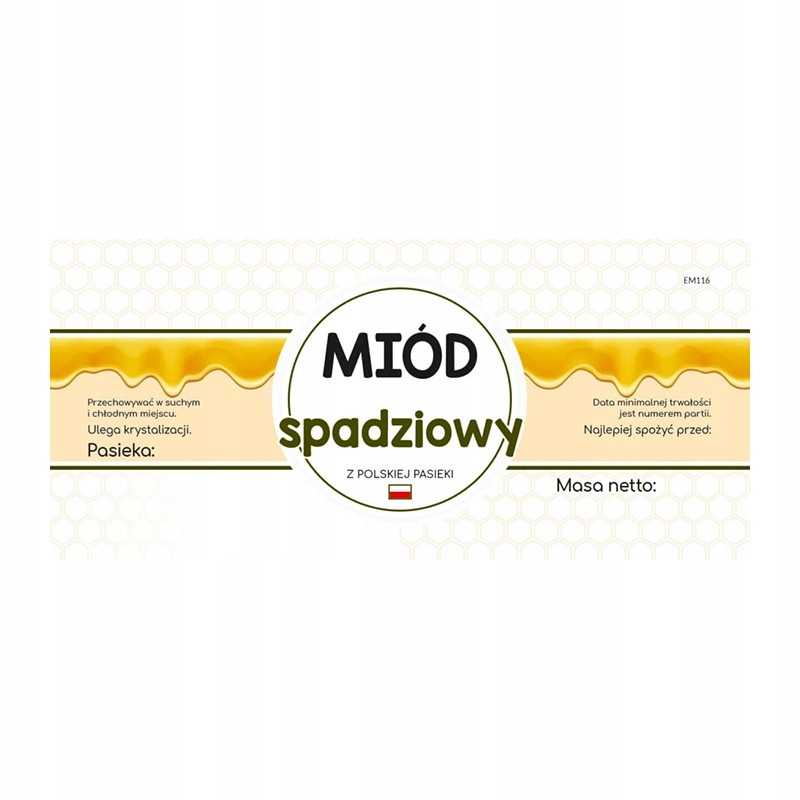 Lipčiaus medaus etiketė em116 - maža