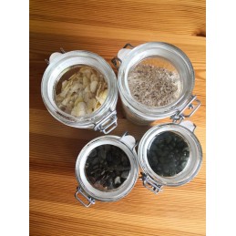 Sandarus stiklinis indas su stikliniu dangteliu, 500ml