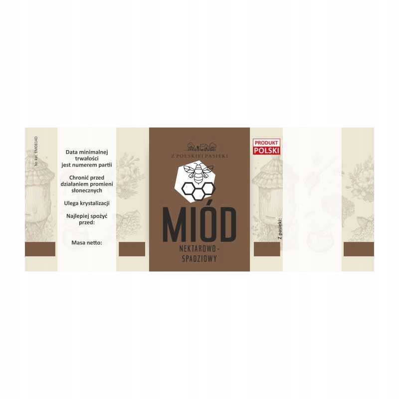 Nektaro ir lipčiaus medaus etiketė em0814d – didelė, lipni – brctech