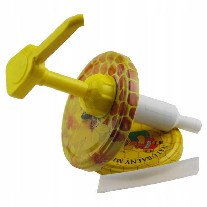 Plastikinis medaus dozatorius su dangteliais