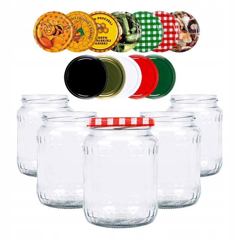 5x 720ml stiklainiai konservams, agurkams, medui, uogienei